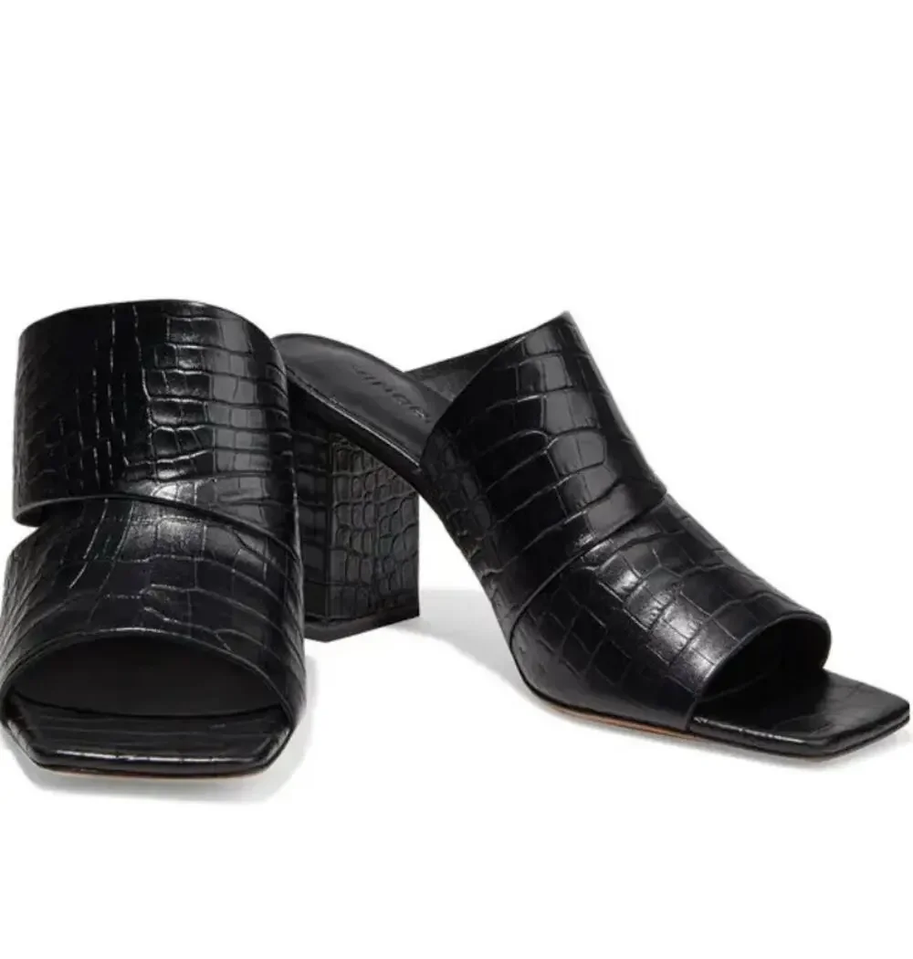 Vince Women's Nelda Cutout Croc-Effect Leather Mules Size 8.5